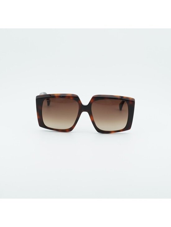 Max Mara MM0024 52F Sunglasses Havana Square Frame, Brown Gradient Lenses